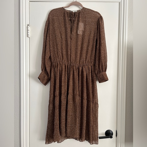 Vince Dresses & Skirts - Vince Brown Long Sleeve Dress with Polka Dots